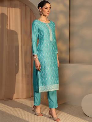 Women Ethnic Motifs Embroidered Regular Thread Work Kurta with Trousers & With Dupatta 7