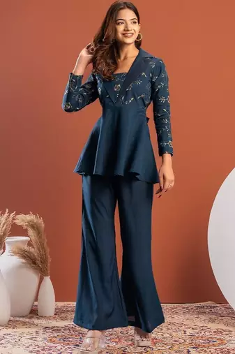 Embroidered Top with Trousers