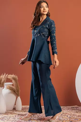 Embroidered Top with Trousers