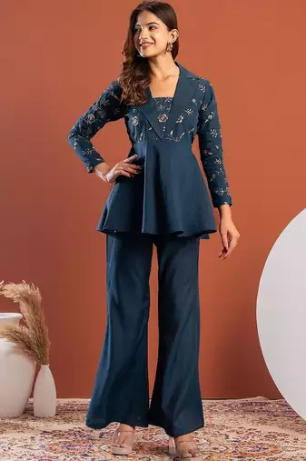 Embroidered Top with Trousers