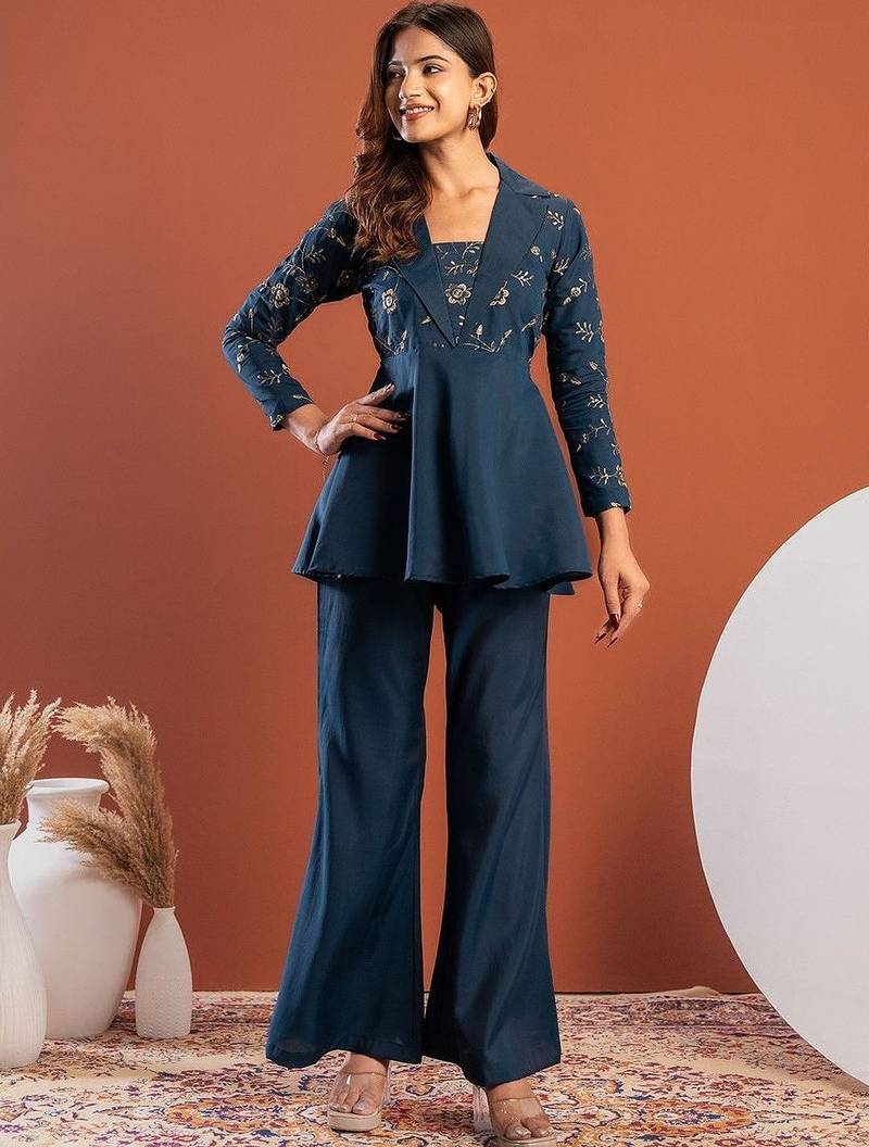 Embroidered Top with Trousers