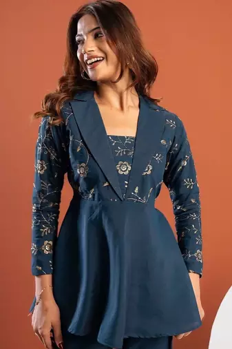 Embroidered Top with Trousers