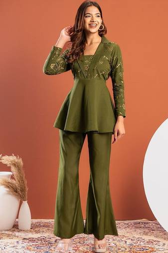 Bohemian Embroidered Tunic with Trousers