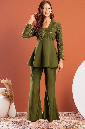 Bohemian Embroidered Tunic with Trousers