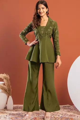 Bohemian Embroidered Tunic with Trousers