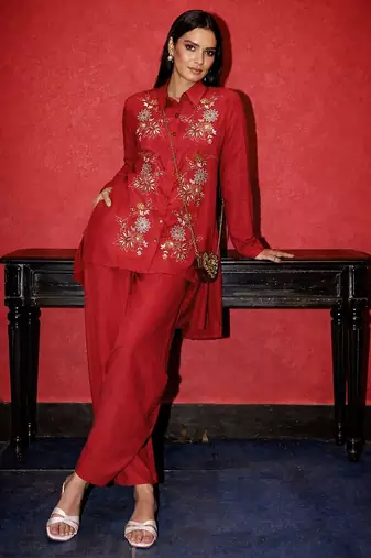 Bohemian Embroidered Shirt with Trousers