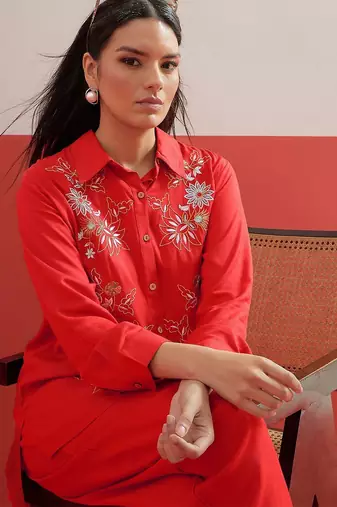 Bohemian Embroidered Shirt with Trousers