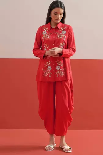 Bohemian Embroidered Shirt with Trousers