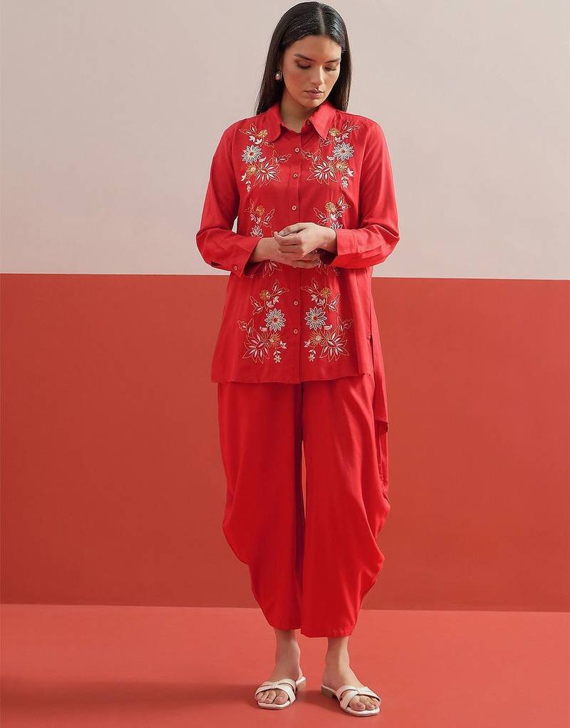 Bohemian Embroidered Shirt with Trousers