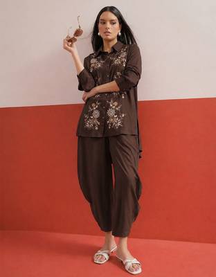Bohemian Embroidered Shirt with Palazzos 1