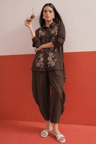 Bohemian Embroidered Shirt with Palazzos