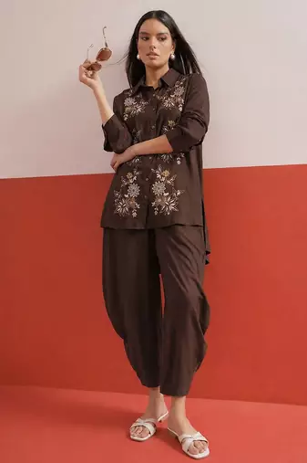 Bohemian Embroidered Shirt with Palazzos