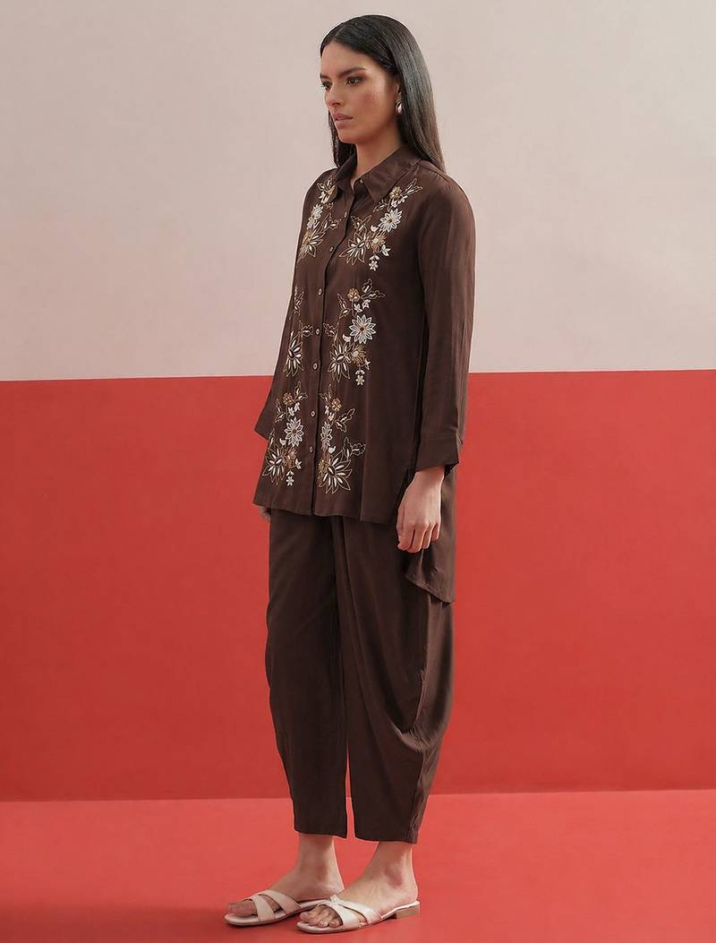 Bohemian Embroidered Shirt with Palazzos