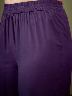Purple Embroidered Shirt With Palazzos 3