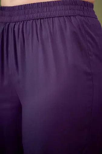 Purple Embroidered Shirt With Palazzos