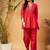 Red Embellished Gathered Tunic With Palazzos
