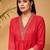 Red Embellished Gathered Tunic With Palazzos
