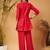Red Embellished Gathered Tunic With Palazzos
