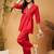Red Embellished Gathered Tunic With Palazzos