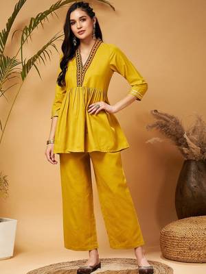 Mustard Yellow Empire Tunic With Trouser 1