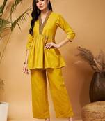 Mustard Yellow Empire Tunic With Trouser