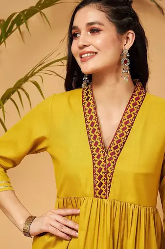 Mustard Yellow Empire Tunic With Trouser