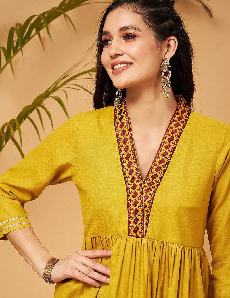 Mustard Yellow Empire Tunic With Trouser
