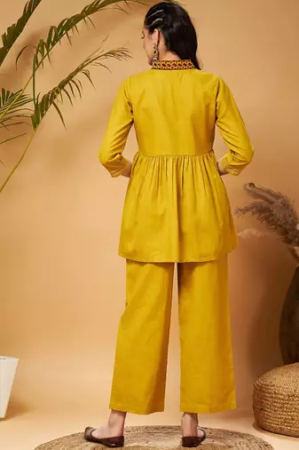 Mustard Yellow Empire Tunic With Trouser
