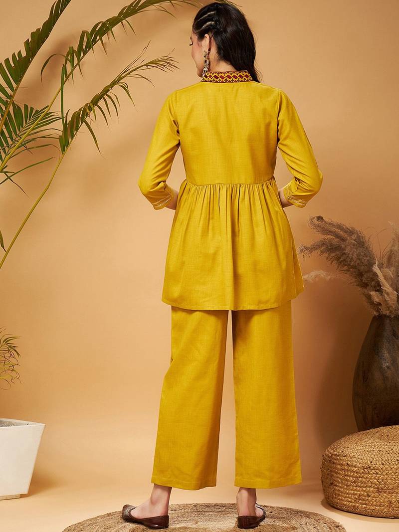 Mustard Yellow Empire Tunic With Trouser