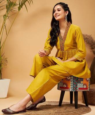 Mustard Yellow Empire Tunic With Trouser 7