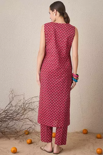 Printed Regular Pure Cotton Kurta with Trousers