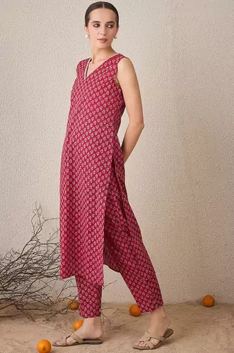 Printed Regular Pure Cotton Kurta with Trousers