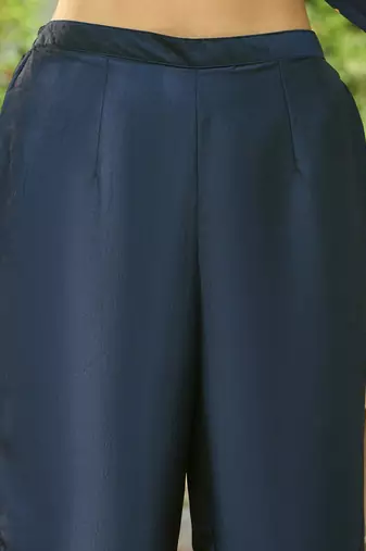 Round Neck Floral Embroidered Straight Kurta with Trouser & Dupatta