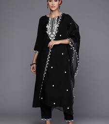 Floral Embroidered Straight Kurta with Trousers & Dupatta