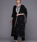 Floral Embroidered Straight Kurta with Trousers & Dupatta