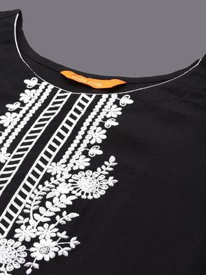 Floral Embroidered Straight Kurta with Trousers & Dupatta 7