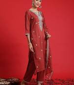 Ethnic Motifs Embroidered Sequinned Kurta With Trousers & Dupatta