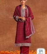 Ethnic Motifs Printed Sequinned Detail Straight Kurta & Palazzos With Dupatta