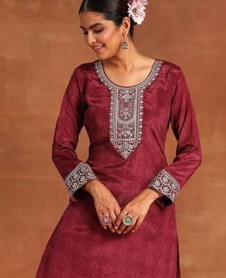 Ethnic Motifs Printed Sequinned Detail Straight Kurta & Palazzos With Dupatta 7