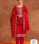 Pink Ethnic Motifs Sequinned Kurta With Trousers & Dupatta
