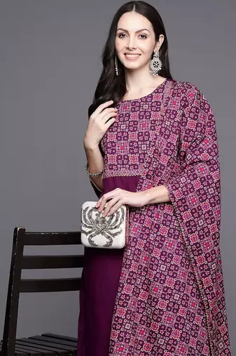 Women Yoke Design Regular Gotta Patti Kurta with Palazzos & With Dupatta