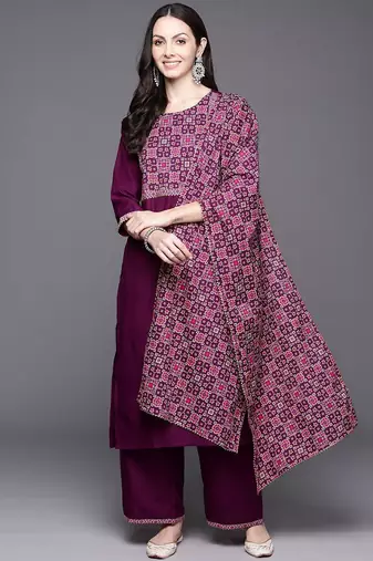 Women Yoke Design Regular Gotta Patti Kurta with Palazzos & With Dupatta
