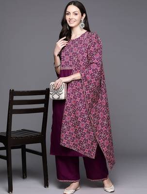 Women Yoke Design Regular Gotta Patti Kurta with Palazzos & With Dupatta 1