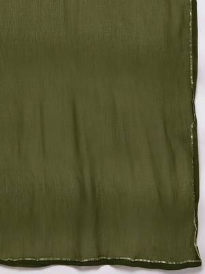 Women Green Bandhani Printed Thread Work Kurta with Sharara & With Dupatta 4
