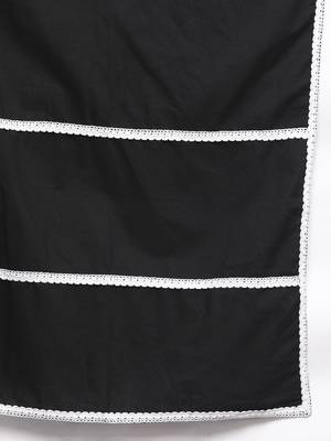 Women Black Floral Printed Kurta with Trousers & With Dupatta 4