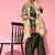 Green Silk Blend Calf Length Kurta Set