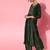 Green Silk Blend Calf Length Kurta Set