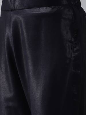 Women Navy Blue Floral Embroidered Kurta with Palazzos & With Dupatta 3