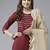 Maroon & Gold Yoke Design Gotta Patti Straight Kurta with Trousers & With Dupatta