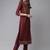 Maroon & Gold Yoke Design Gotta Patti Straight Kurta with Trousers & With Dupatta